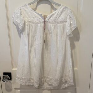 LoveShackFancy White Lace Trim Kids Blouse